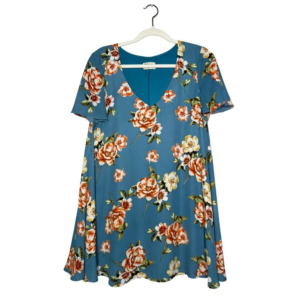Show Me Your Mumu Kylie Mini Dress Size Medium Prairie Petal Blue Floral - Picture 2 of 9